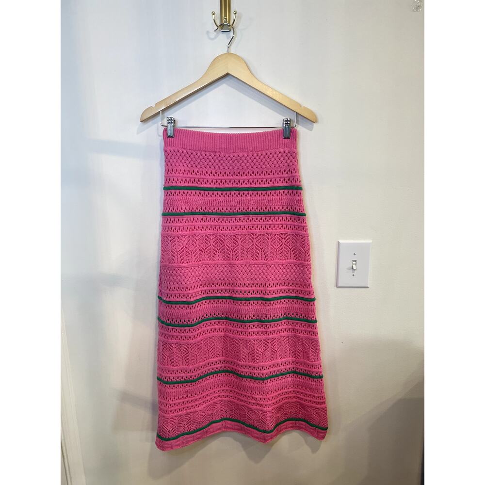 NWT Day + Moon Pink Crochet Knit Midi Skirt Small Resort Coastal Preppy